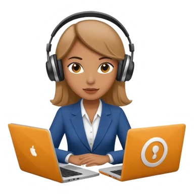 super busy female with laptop and headphones do not disturb sticker