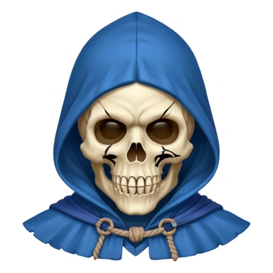 pirate skull wearing blue hood and cloak and mask sticker