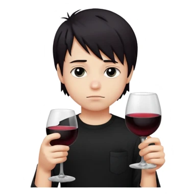 Bebendo vinho emo adolescente masculino com o rosto triste sticker