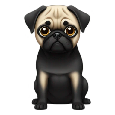 pug wearing a black t-shirt sticker