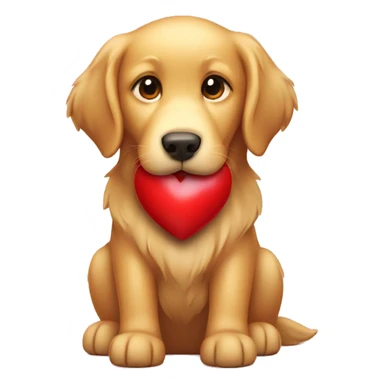 Golden Retriever Holding a red Heart  sticker