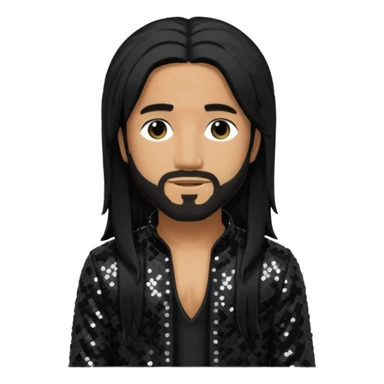 Omarion with long black hair, black sequin outfit sticker