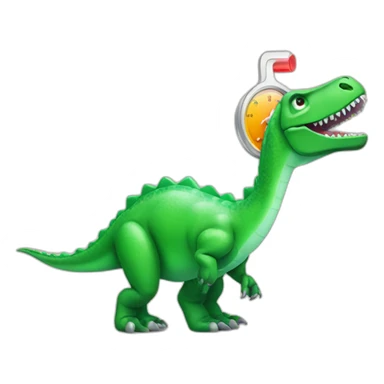 sick dinosaur with thermometer sticker