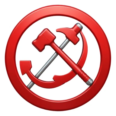 hammer and sickle with red prohibition sign overlay sticker