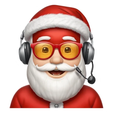 santa klaus with sunglasses with big smile with headphones sticker
