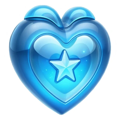A translucent 3D heart with a sci-fi blue star inside sticker
