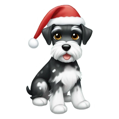 Spotted black and white schnauzer Christmas  sticker