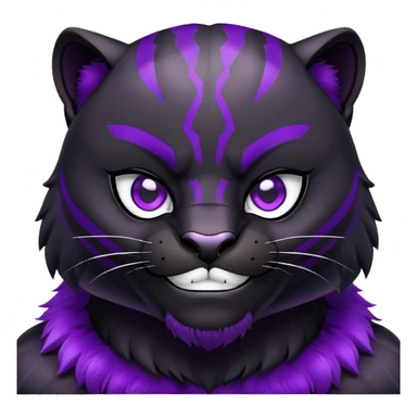 black panther with purple eyes, happy face sticker