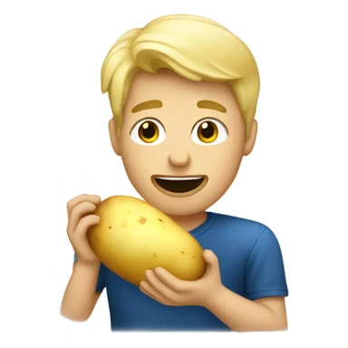 Blonde guy eating a potato   sticker