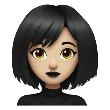 goth girl with black hair and bangs and  black eyeliner sticker