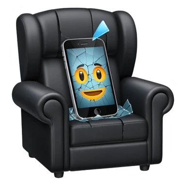 a phone in a chair looking sad sticker