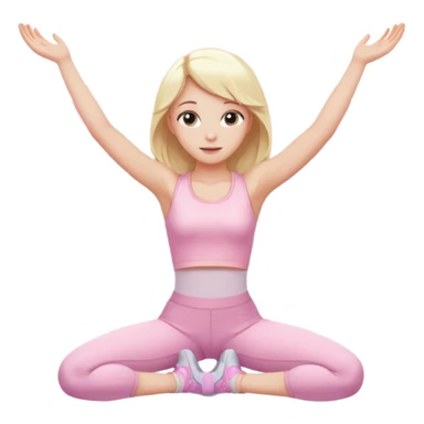 angelic blonde girl stretching in light pink gym with sparkles sticker