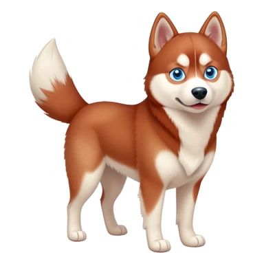 cute, disney-style red siberian husky with blue eyes, full body sticker