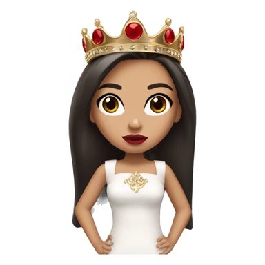 Bratz Girl has straight dark hair and dark brown eyes wearing a crown with red lipstick on her lips sticker