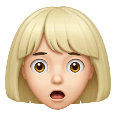 person with a wig and a shocked face sticker