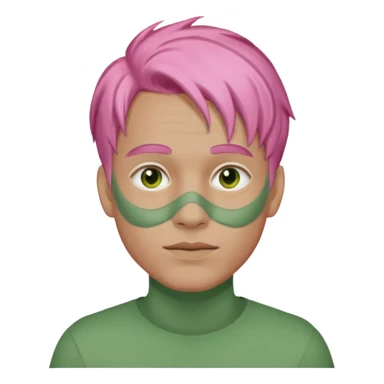 pink haired man with full full face green clay mask sticker