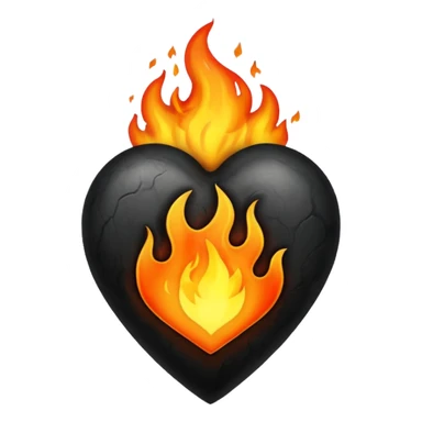 Black heart on fire sticker