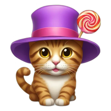 cat with a hat and a lollipop sticker