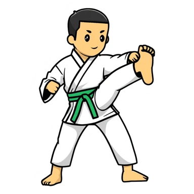 karate costume with green belt sticker