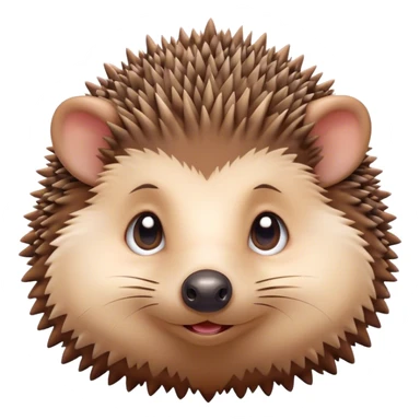Cinematic Cute Hedgehog Portrait Emoji, Head tilted playfully and inquisitively, featuring a fluffy, spiky brown Fur with an irresistibly cute, round face and tiny ears, round, sparkling eyes filled with curious wonder, Simplified yet irresistibly adorable features, highly detailed, glowing with a warm, friendly glow, high shine, affectionate and quirky, stylized with a touch of woodland whimsy, bright and endearing, soft glowing outline, capturing the essence of a mischievous yet loving hedgehog, so playful it feels like it could roll out of the screen and into your arms! sticker