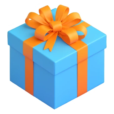 light blue gift box with yellow ribbon, viewed from above sticker