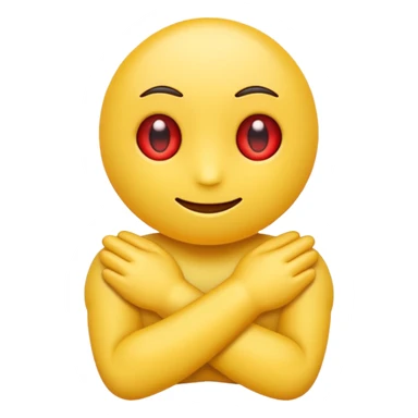 crate a yello emoji folding its arms with red eyes sticker