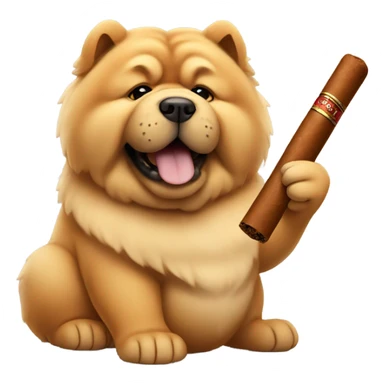 chow chow dog holding cigar with paw  sticker