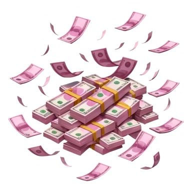 pink money flying  sticker