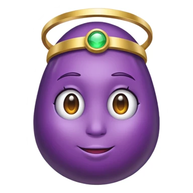 Eggplant wearing a halo sticker