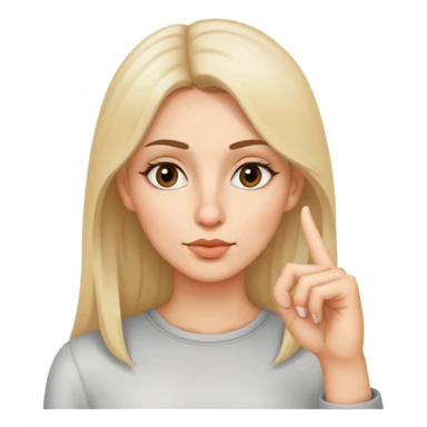 Woman touching the tip of her nose with her index finger sticker