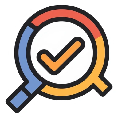 Quality Assurance logo with checkmark and magnifying glass sticker