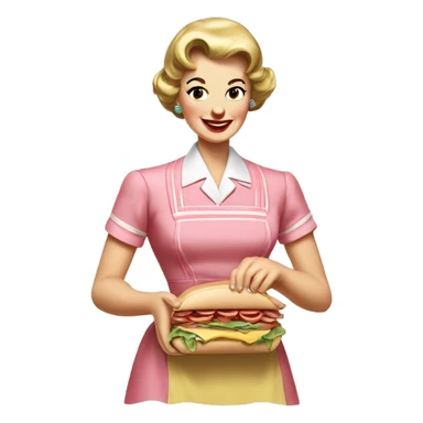 1950s Housewife making sandwich sticker