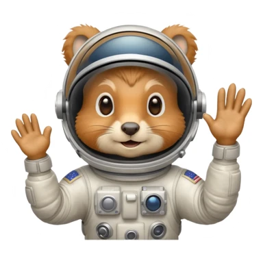 squirrel in an astronaut helmet waving sticker