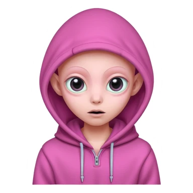 Aliens Pink, hoodie, cute big eye, thin ears, half body sticker