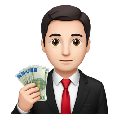 AN UNCLE with a tie in business clothes and with euro money
 sticker