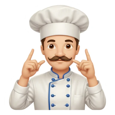 Pleased mustachioed chef enthusiastically kissing his fingers and thumb together with love sticker