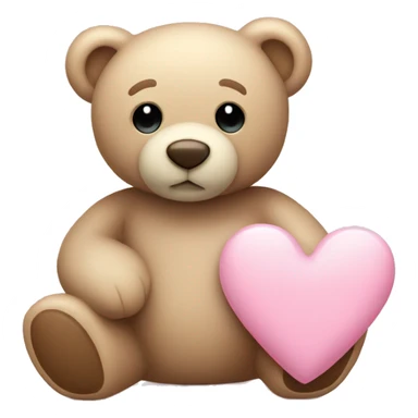 beige teddy bear and a pink pastel heart sticker