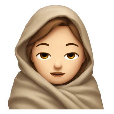 A girl with brown hair is sleeping wrapped in a blanket sticker