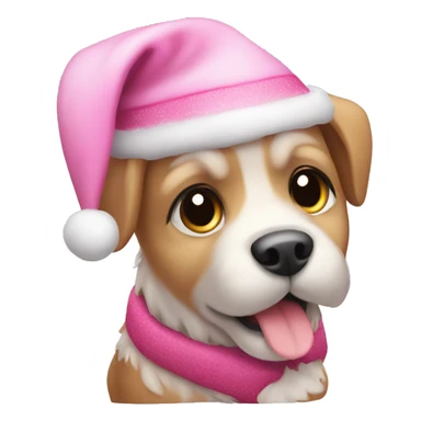 Pink Christmas Santa puppy  sticker