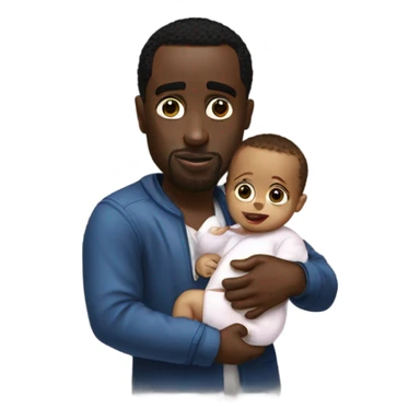P diddy holding a baby sticker