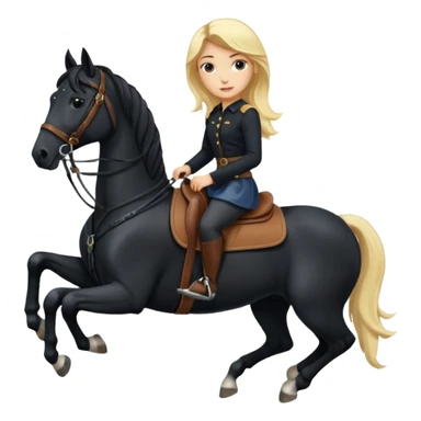 Blonde girl riding a black horse sticker