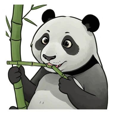 Cute little panda eating ￼ bamboo sticker