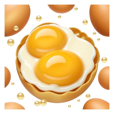 3D rendered Hong Kong egg puffs (鸡蛋仔) with condensed milk drizzle, authentic egg-shaped bubble pattern, golden bubbles with white drizzle, hyper-realistic texture, glossy finish sticker