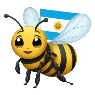 Create a Slack emoji of a bee wearing a t-shirt with the flag of Argentina sticker