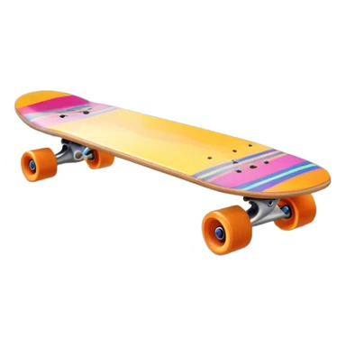 An icon featuring a colorful skateboard resting on a smooth pavement. The background shows a sunny park with trees, a clear sky, and a lively atmosphere. The skateboard's deck is decorated with vibrant designs, emphasizing its dynamic style. Transparent background  sticker
