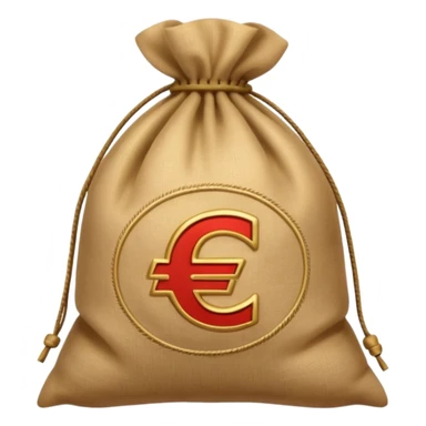 classic tied money sack with CZK sign, Apple emoji style, subtle shine, smooth shading sticker