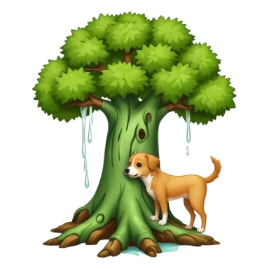 A tree peeing on a dog sticker
