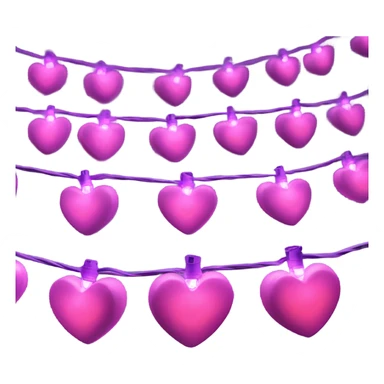 Realistic isolated hot pink and purple heart shaped christmas string lights sticker