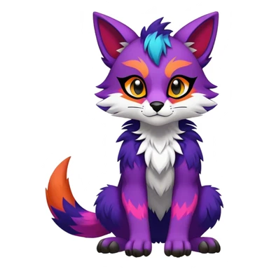 Edgy colorful anthro fursona Fakemon sticker