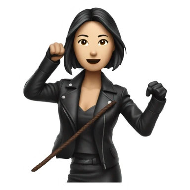  Emoji of an Asian woman in leather suit destroying a whip to demonstrate leadership  sticker